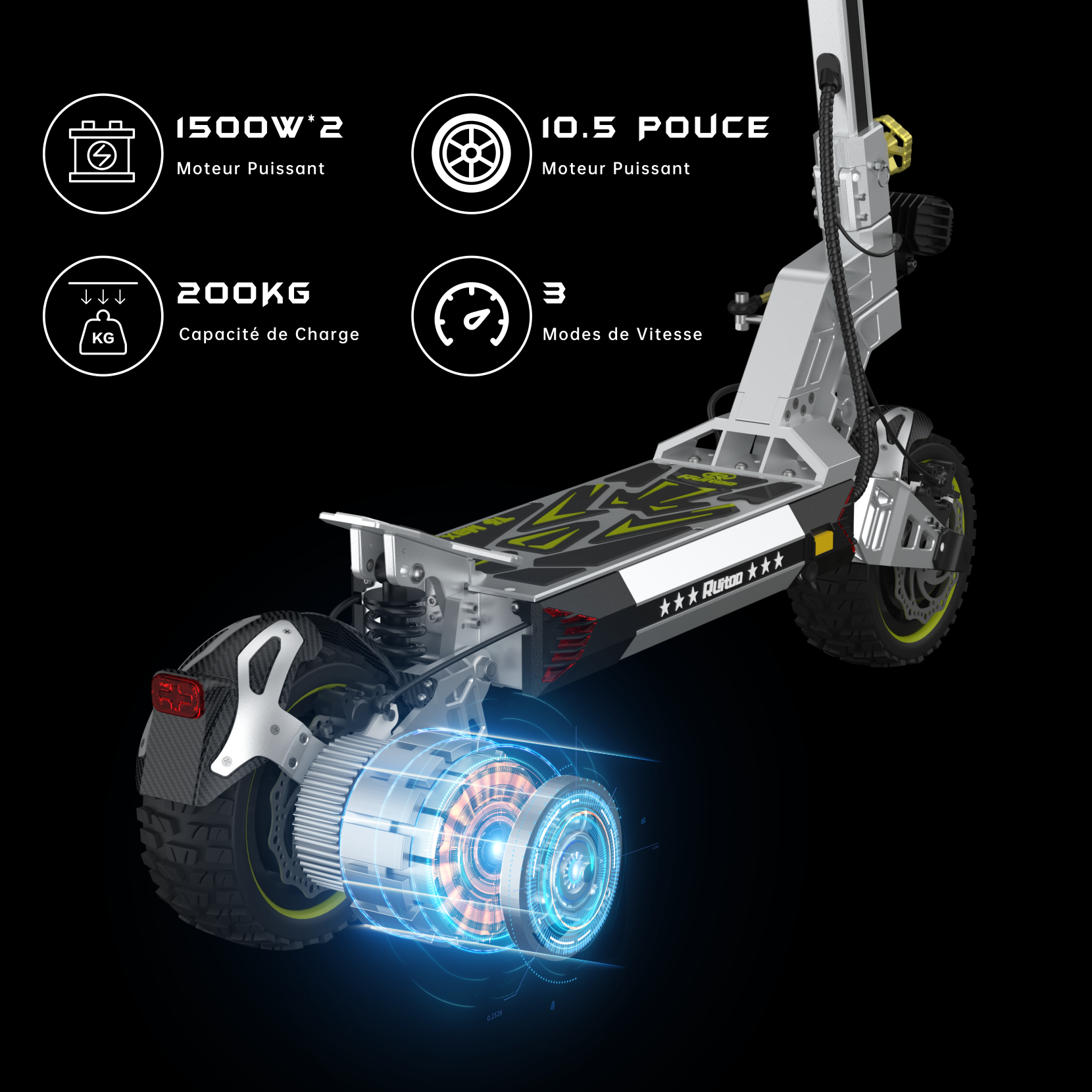 Ruitoo T3 Max — Monopattino Doppio Motore 3000W All-Terrain 4